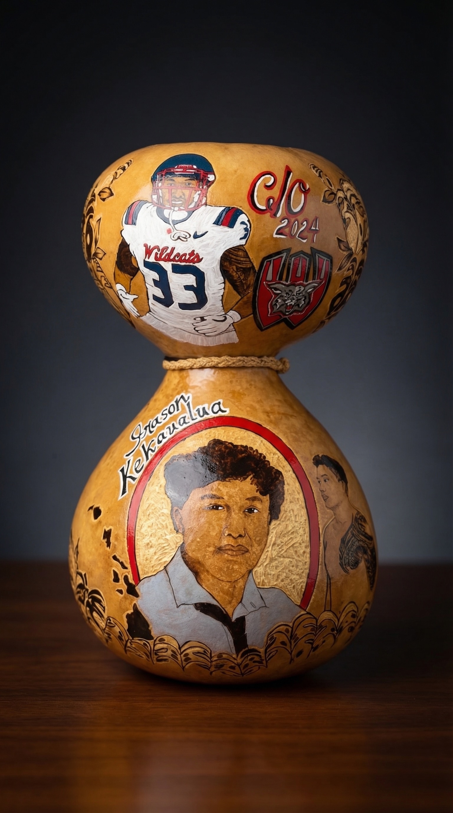 Football commemorative ipuheke for Carson Kekanaha